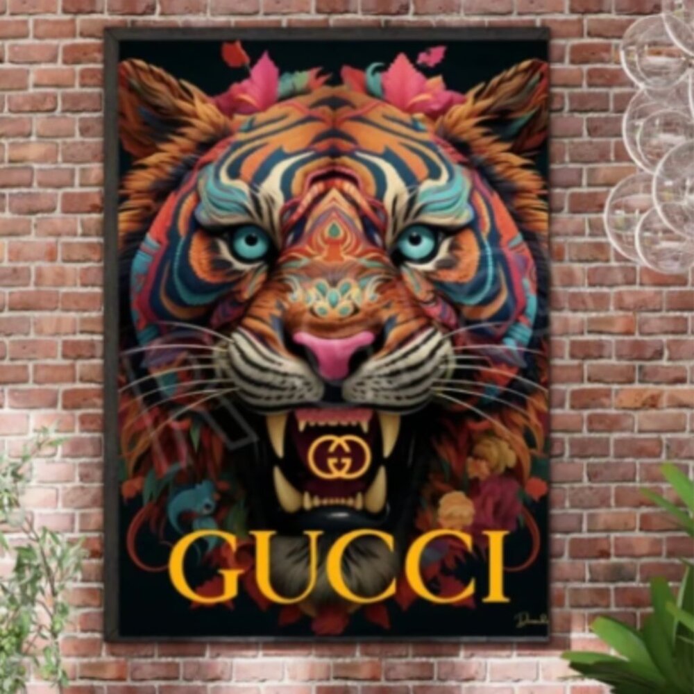 Gucci Tiger Art Print Wall Decor, 11x14, Wall Decor, Luxury Print, Trendy Art